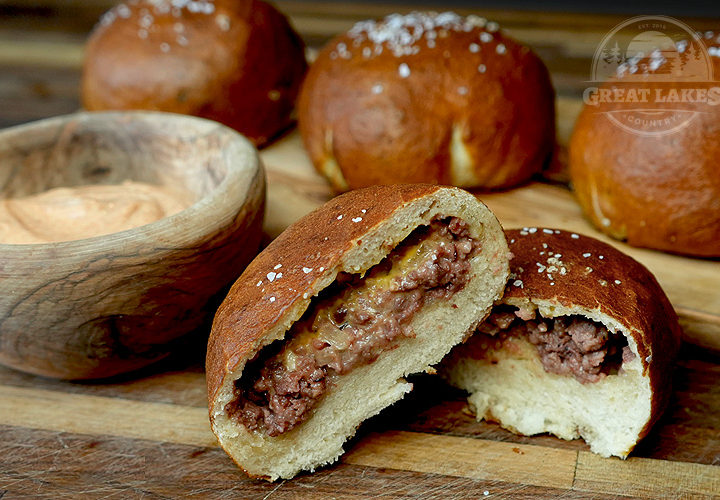 Pretzel Venison Cheeseburger Bombs